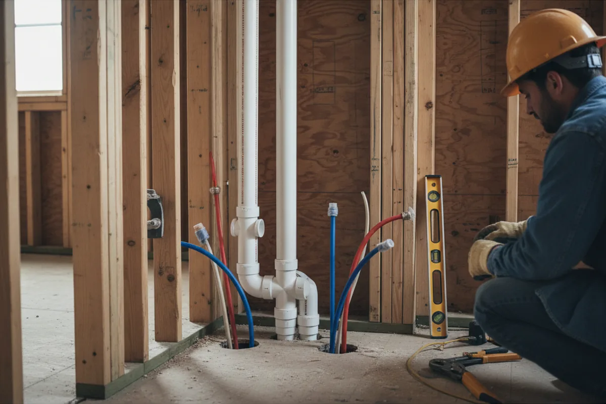 Drain and supply rough-in during Garbage Disposal Repair in Hollywood